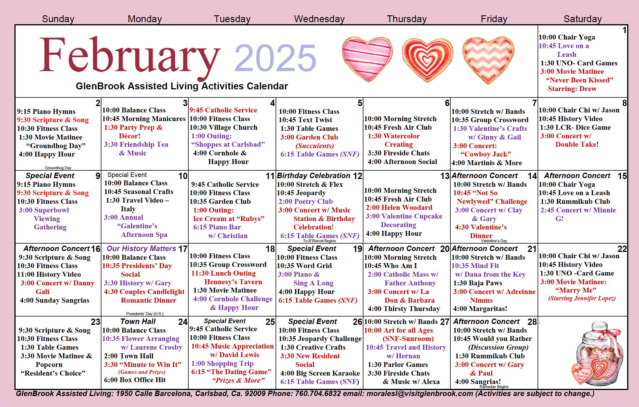 February AL calendar