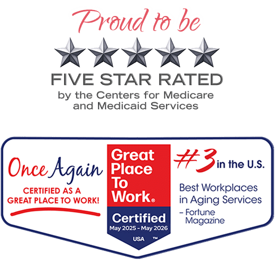 5 stars and great place to work badge